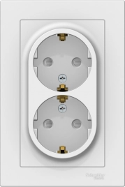 ATN001326 ATLASDESIGN РОЗЕТКА двойная с заземлением со шторками, 16А, в сборе, ЛОТОС