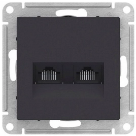 ATN001085 ATLASDESIGN РОЗЕТКА двойная компьютерная RJ45+RJ45, кат.5E, механизм, КАРБОН