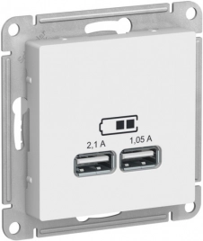 ATN001333 ATLASDESIGN USB РОЗЕТКА A+A, 5В/2,1 А, 2х5В/1,05 А, механизм, ЛОТОС