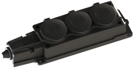 MST4103BK MultiSet Колодка 3х розетка 2К+З каучуковая 16А/250В IP44 Чёрная