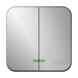 BLNVA105113 BLANCA О/У 2-клавишный ВЫКЛЮЧАТЕЛЬ (cх.5) с подсв.ИЗОЛ.ПЛ,10А,250B,АЛЮМИНИЙ