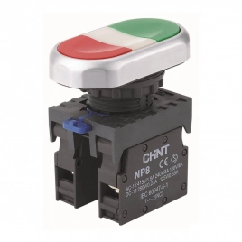 667175 Двойная кнопка NP8-11SD 1НО+1НЗ желтая AC110В-220В(LED) IP65 (R)(CHINT)