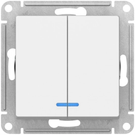ATN001353 ATLASDESIGN 2-клавишный ВЫКЛЮЧАТЕЛЬ с подсветкой, сх.5а, 10АХ, мех., ЛОТОС