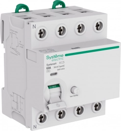 S9R12463 Systeme9 Выключатель дифференциального тока (ВДТ) 63A 4P 30мА Тип-AC 400В