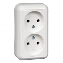 RA16-213M-B ПРИМА О/У РОЗЕТКА 2-я без зазем. без штор.МОНТ.ПЛ.16А 250В, БЕЛЫЙ,опт.уп.Россия     