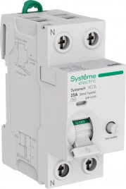 S9R12225 Systeme9 Выключатель дифференциального тока (ВДТ) 25A 2P 30мА Тип-AC 230В