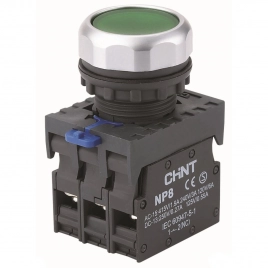 667251 Кнопка управления NP8-10BND/3 1НО зеленая AC110В-220В(LED) IP65 (R)(CHINT) *снят с производства*