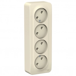 BLNRA000412 BLANCA О/У РОЗЕТКА 4-ая без заземл. без шторок ИЗОЛ.ПЛ., 16А, 250В, МОЛОЧНЫЙ
