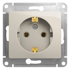 GSL000943 GLOSSA РОЗЕТКА с заземлением,16А, 250В, механизм, МОЛОЧНЫЙ