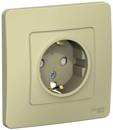 BLNRS001117 BLANCA С/У РОЗЕТКА с заземлением со шторками, 16А, 250В, БЕЖЕВЫЙ