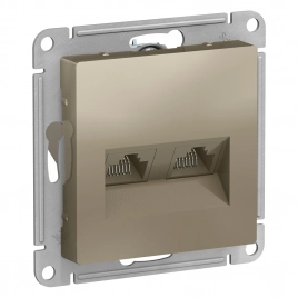 ATN000585 ATLASDESIGN РОЗЕТКА двойная компьютерная RJ45+RJ45, кат.5E, механизм, ШАМПАНЬ