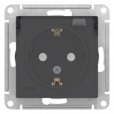 ATN441046 ATLASDESIGN РОЗЕТКА с заз с шт с кр IP44 мех КАРБОН фото 4