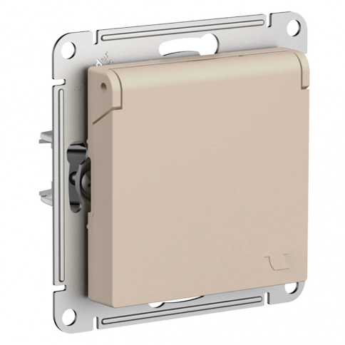 ATN001246 ATLASDESIGN РОЗЕТКА с заземл. со шторк. с крышкой, 16А, IP20, механизм, ПЕСОЧНЫЙ фото 3