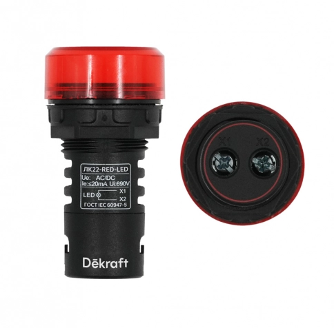25003DEK Лампа комм. ADDS 22 мм Цвет:КРАСНЫЙ LED 220В ЛK-22 (ЛК22-ADDS-RED-LED) фото 4