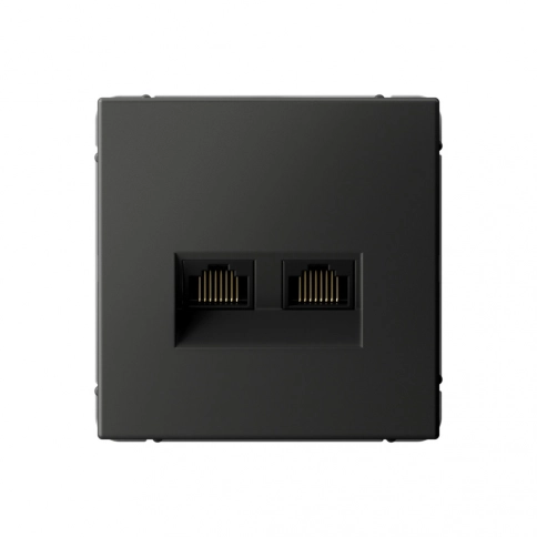 GAL001488 ARTGALLERY РОЗЕТКА двойная компьютерная RJ45+RJ45, кат.6А, механизм, БАЗАЛЬТ фото 1