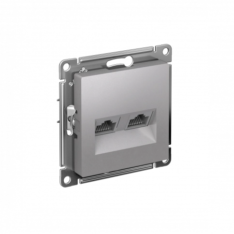 ATN000388 ATLASDESIGN РОЗЕТКА двойная компьютерная RJ45+RJ45, кат.6А, механизм, АЛЮМИНИЙ фото 1