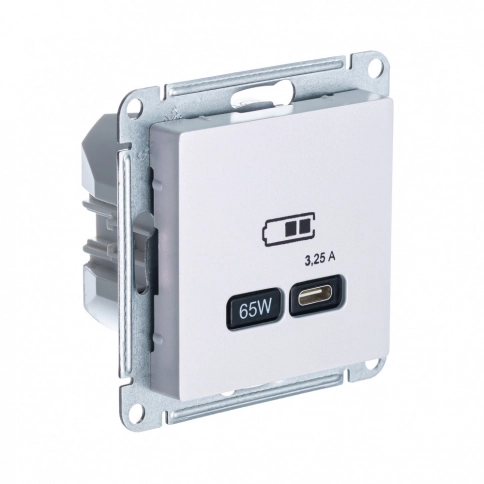 ATN000427 ATLASDESIGN USB РОЗЕТКА тип-C 65W высокоскор.заряд. QC, PD, механизм, ЖЕМЧУГ фото 3