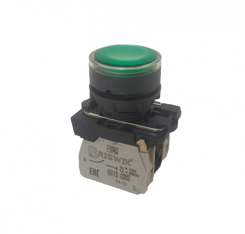 КМЕ 4611м -Л з (220В) 1но+1нз Кнопка зеленая с индикацией LED 220V , IP 65 (XB5AW33M5.BR) фото 1