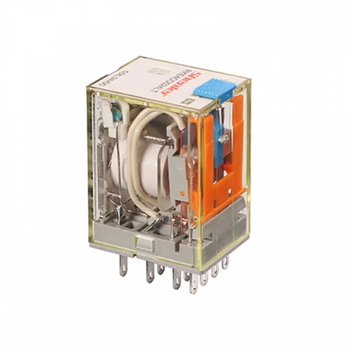 RKE4CO024LT Реле  4CO, 5A(250VAC/30VDC), 24VDC, мех. индикация, тест-кнопка с блокировкой, LED                                      (аналог RXM4AB1BD) фото 2