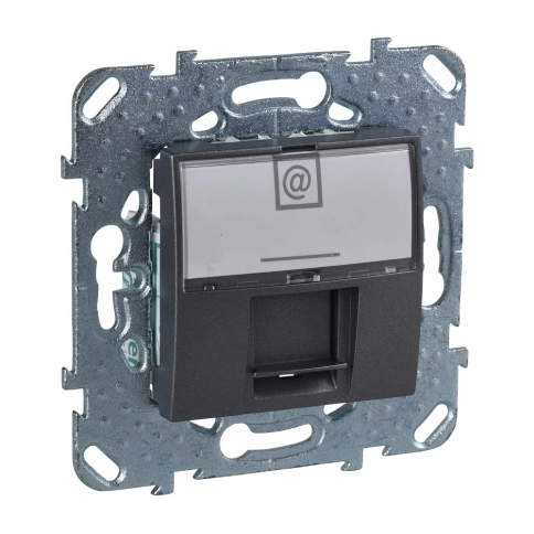 MGU5.421.12ZD Компьютерная розетка 1хRJ45 (8 конт) , 5 е, (графит) (уп.10 шт.) фото 1