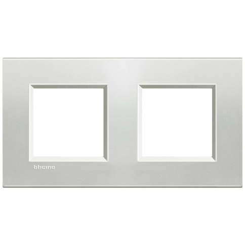 LNA4802M2AG LivingLight Рамка прямоугольная, 2 поста, цвет Серебро фото 1