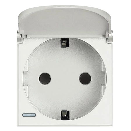 HD4141PW Axolute Розетка 2К+З с крышкой, 10/16 А 250 В с боковыми заземляющими контактами Schuko, с  фото 1