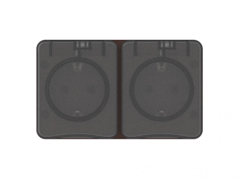ATN546026 AtlasDesign PROFI IP54 О/У РОЗЕТКА двойная с з/к со шторками 16А, КОРИЧНЕВЫЙ фото 2