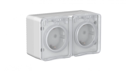 ATN543026 AtlasDesign PROFI IP54 О/У РОЗЕТКА двойная с з/к со шторками 16А, СЕРЫЙ фото 3