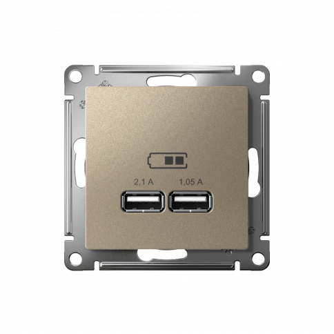 ATN000533 ATLASDESIGN USB РОЗЕТКА, 5В, 1 порт x 2,1 А, 2 порта х 1,05 А, механизм, ШАМПАНЬ фото 2
