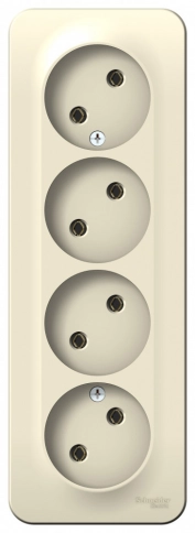 BLNRA000412 BLANCA О/У РОЗЕТКА 4-ая без заземл. без шторок ИЗОЛ.ПЛ., 16А, 250В, МОЛОЧНЫЙ фото 2
