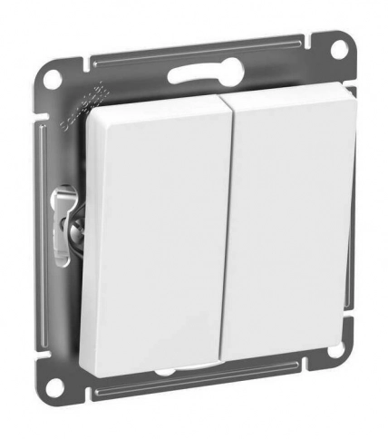 ATN440151 ATLASDESIGN AQUA 2-клавишный ВЫКЛЮЧАТЕЛЬ, IP44, сх.5, 10АХ, механизм, БЕЛЫЙ фото 1
