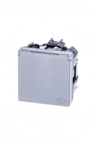 2CLA228810N1301 Розетка SCHUKO с заземлением, с крышкой, со шторками, 16А / 250В, серия Zenit, цвет сереб (N2288.1 PL) фото 2