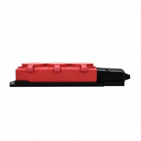 MST4123RD MultiSet Колодка 3х розетка 2К+З каучуковая 16А/250В IP44 Красная фото 6