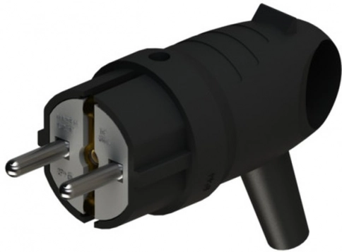 MST1102BK MultiSet Вилка 2К+З угловая каучуковая 16А/250В IP44 Чёрная фото 1