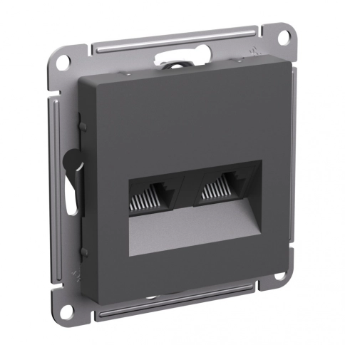 ATN001485 ATLASDESIGN РОЗЕТКА двойная компьютерная RJ45+RJ45, кат.5Е, механизм, БАЗАЛЬТ фото 4