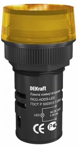 25067DEK Лампа комм. ADDS 22 мм LED жел. 24В AC/DC (ЛК22-ADDS-YEL-LED-24)  фото 3