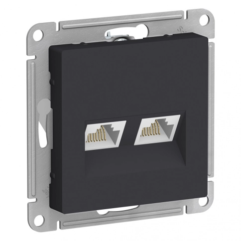 ATN001085 ATLASDESIGN РОЗЕТКА двойная компьютерная RJ45+RJ45, кат.5E, механизм, КАРБОН фото 3