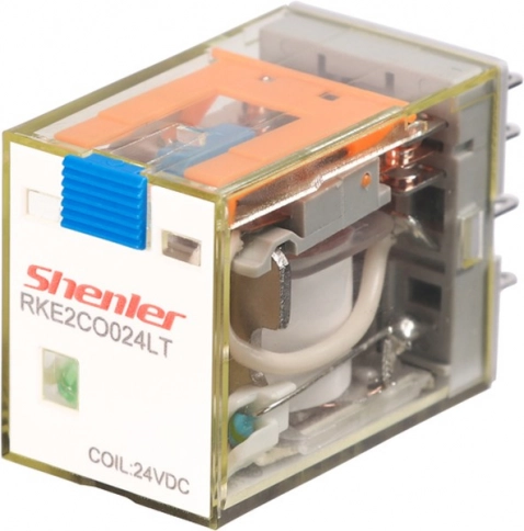RKE2CO024LT Реле 2CO, 7A(250VAC/30VDC), 24VDC, мех. индикация, тест-кнопка с блокировкой, LED                                       (аналог RXM2AB1BD) фото 1