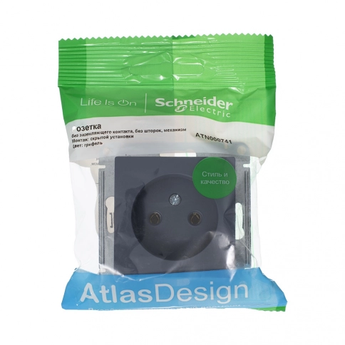 ATN000741 ATLASDESIGN РОЗЕТКА без заземления, 16А, механизм, ГРИФЕЛЬ фото 2