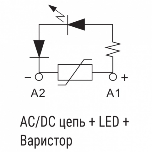 AMD-ML1 24V Модуль варистор + зеленый LED, 24VAC/DC, черный, для SRU, SKF14, SKC, SKB, STB, SRC*-E, GZT, GZM, GZS, GZMB, ES32 фото 2