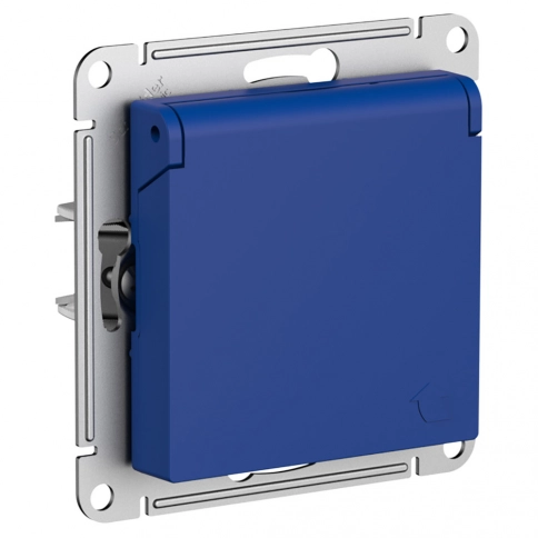 ATN001146 ATLASDESIGN РОЗЕТКА с заземл. со шторк. с крышкой, 16А, IP20, механизм, АКВАМАРИН фото 3