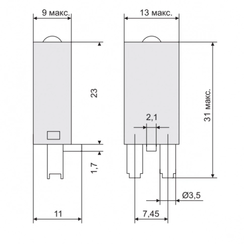 AMD-ML1 24V Модуль варистор + зеленый LED, 24VAC/DC, черный, для SRU, SKF14, SKC, SKB, STB, SRC*-E, GZT, GZM, GZS, GZMB, ES32 фото 3