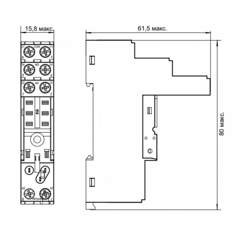 SRU08-E Цоколь 10A (300V), винтовой зажим, черный, на рейку DIN35/панель, для RFT2CO, 46.52, G2R-2, KRI2 фото 7