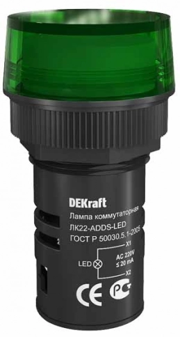 25002DEK Лампа комм. ADDS 22 мм Цвет:ЗЕЛЕНЫЙ LED 220В ЛK-22 (ЛК22-ADDS-GRN-LED) фото 3