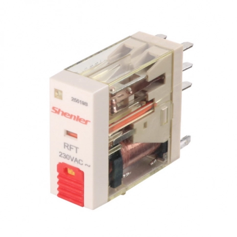 RFT2CO730LT Реле 2CO, 8A(250VAC/30VDC), 230VAC, мех. индикация, тест-кнопка с блокировкой, LED                               (аналог RXG22P7) фото 2