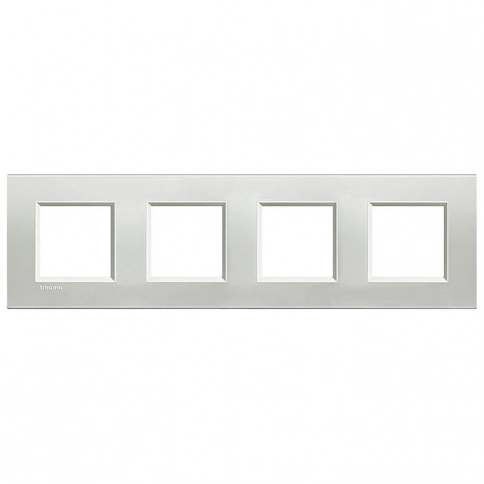 LNA4802M4AG LivingLight Рамка прямоугольная, 4 поста, цвет Серебро фото 1