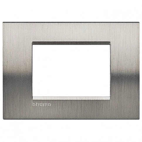 LNA4803ACS LivingLight Рамка прямоугольная, 3 модуля, цвет Фактурная сталь фото 1