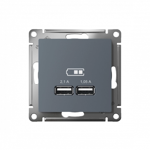 ATN000733 ATLASDESIGN USB РОЗЕТКА, 5В, 1 порт x 2,1 А, 2 порта х 1,05 А, механизм, ГРИФЕЛЬ фото 2