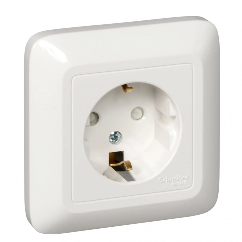 RA16-003-1M-B ПРИМА О/У РОЗЕТКА с зазем. со штор. МОНТ. ПЛ.16А 250В, БЕЛЫЙ,опт.уп. Россия          фото 4