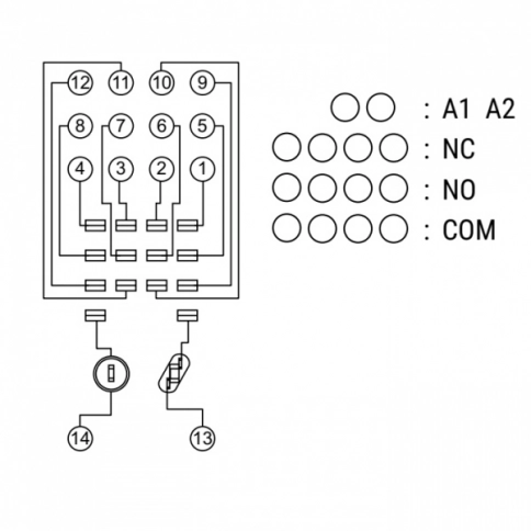 SKC14-E Цоколь 4CO 10A (300V), винтовой зажим, черный, на рейку DIN35/панель, для RKE, RKF фото 5